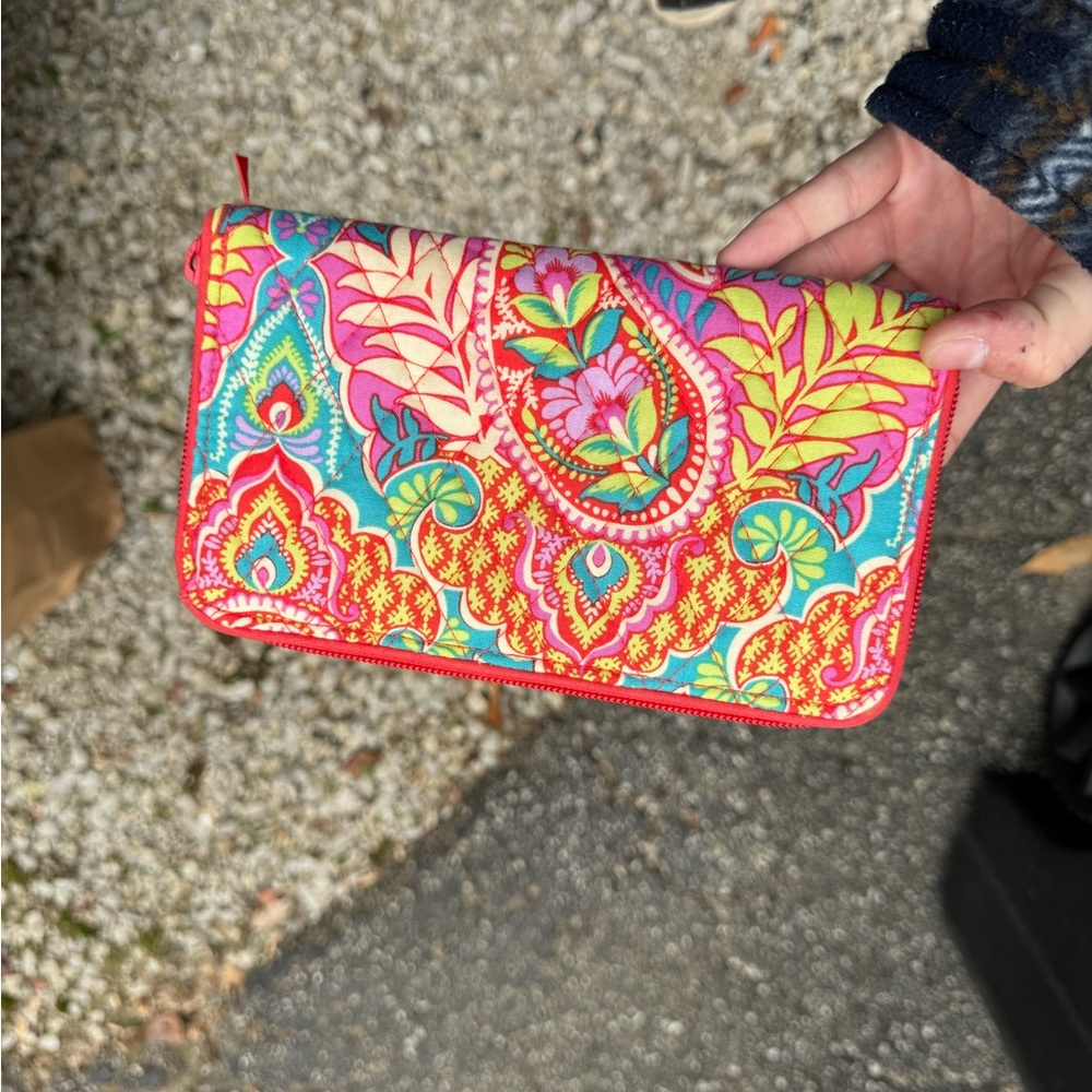Vera Bradley Pink and Yellow Patterned Clutch
